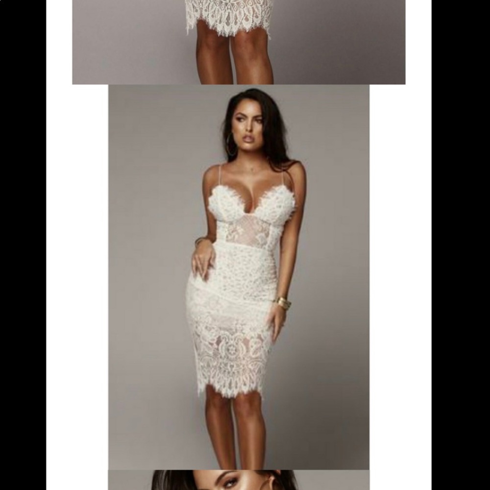 NWT JLUXLABEL White Leighton Tiered Lace Dress S